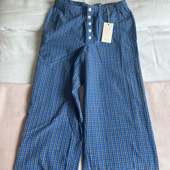 Doen women’s Blue Plaid pants - Picture 1 of 3